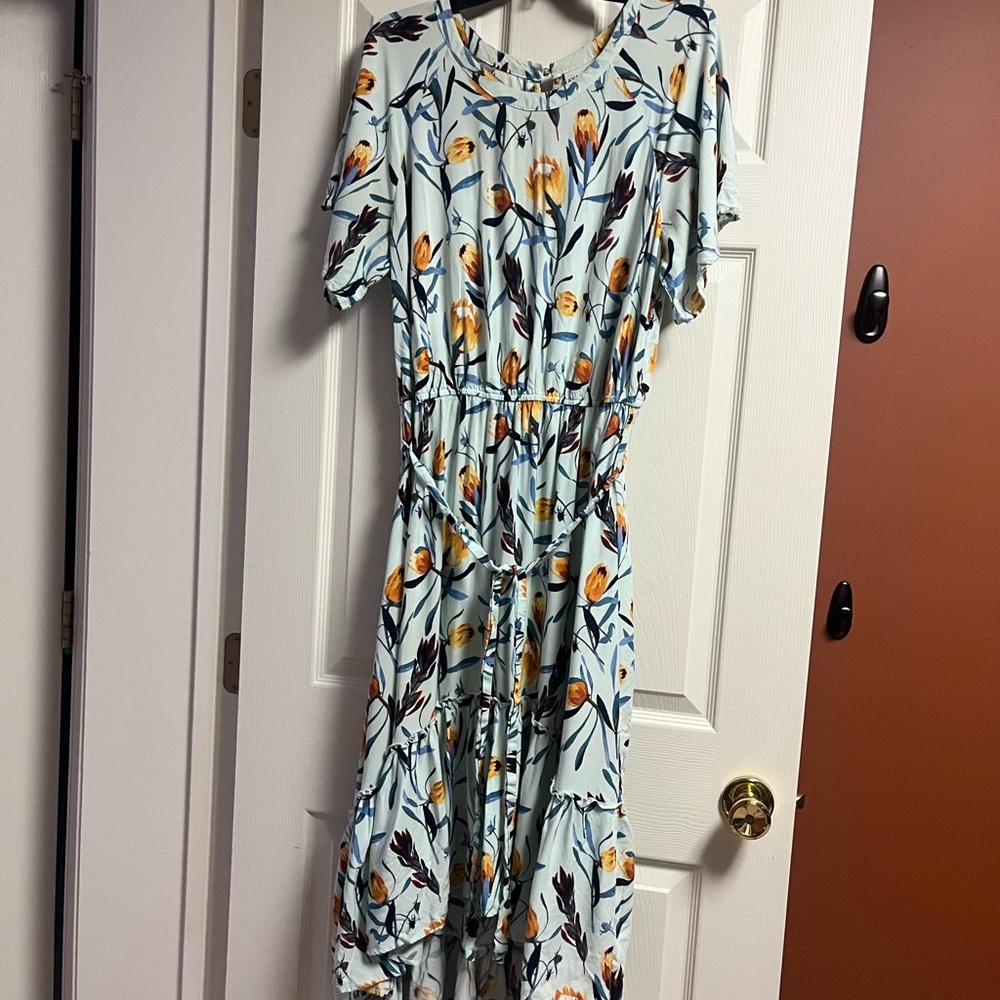 Ava & Viv Light Blue Floral Midi Dress